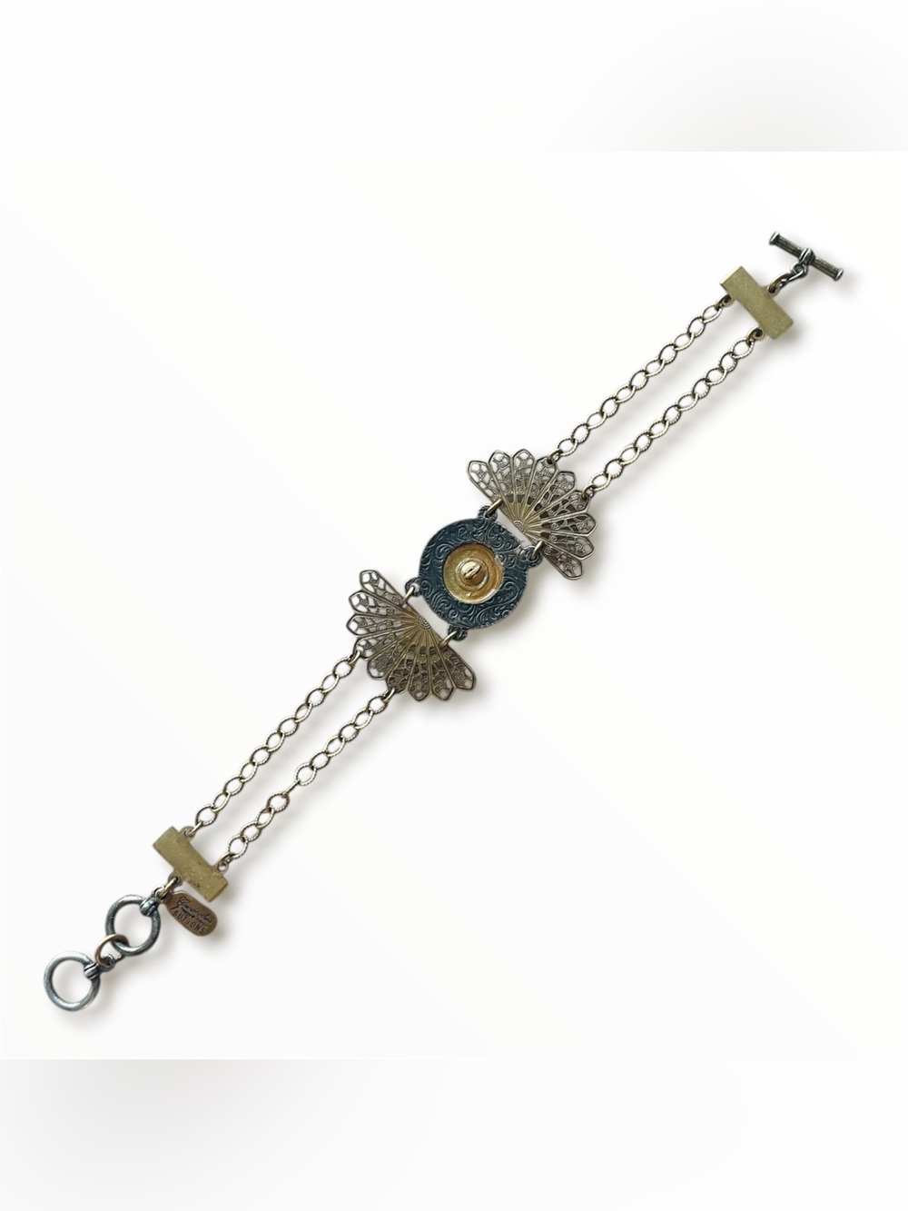 Grandmother’s Buttons Vintage Handmade Art Deco Filigree Style Button Bracelet - Picture 4 of 7